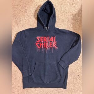 Bailey Sarian Murder Mystery Makeup Serial Chiller Navy Hoodie